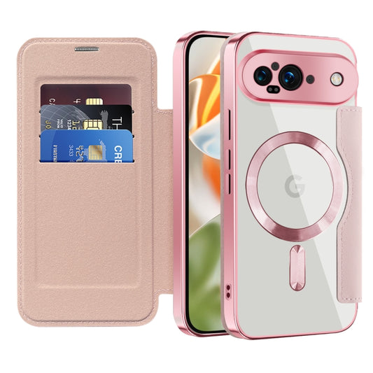 For Google Pixel 9 Shield Magsafe RFID Anti-theft Rhombus Leather Phone Case(Pink) by buy2fix