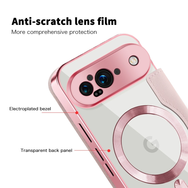 For Google Pixel 9 Shield Magsafe RFID Anti-theft Rhombus Leather Phone Case(Pink) by buy2fix