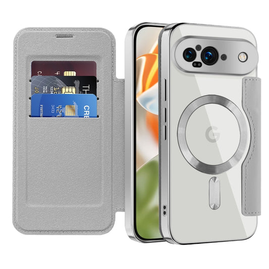 For Google Pixel 9 Shield Magsafe RFID Anti-theft Rhombus Leather Phone Case(Grey) by buy2fix