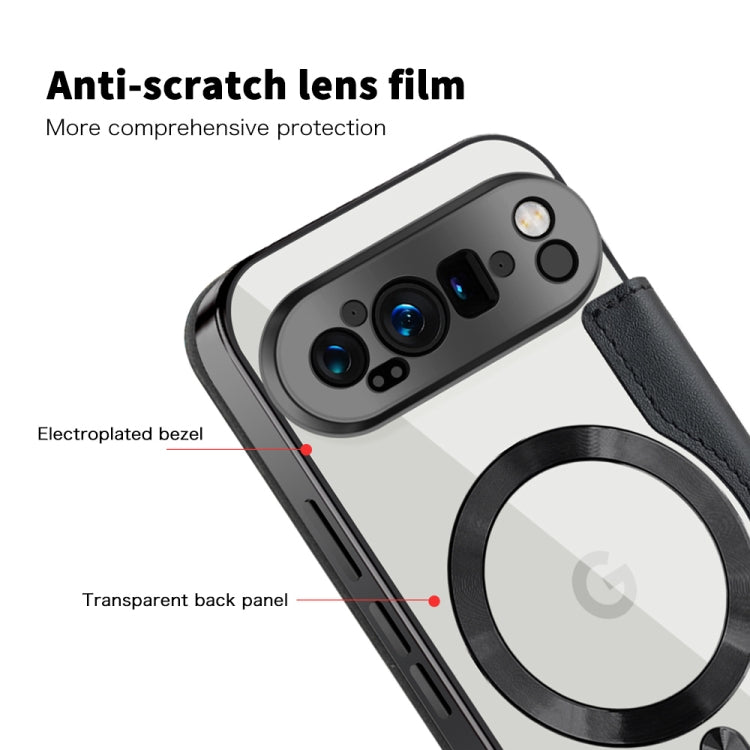 For Google Pixel 9 Pro Shield Magsafe RFID Anti-theft Rhombus Leather Phone Case(Black) by buy2fix