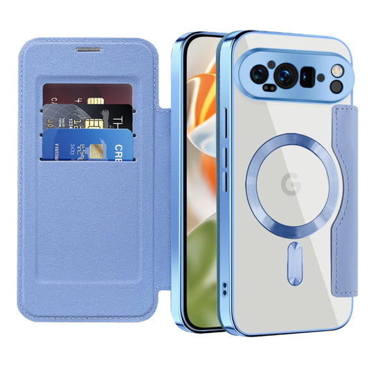 For Google Pixel 9 Pro XL Shield Magsafe RFID Anti-theft Rhombus Leather Phone Case(Blue) by buy2fix