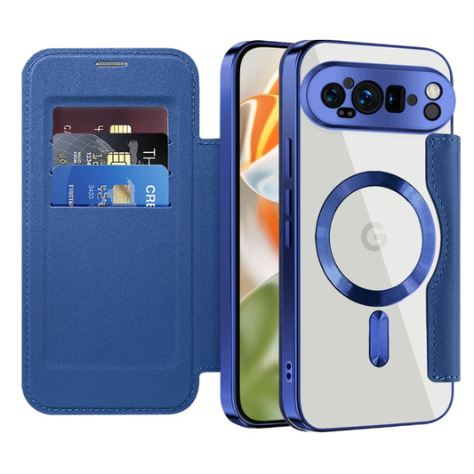 For Google Pixel 9 Pro XL Shield Magsafe RFID Anti-theft Rhombus Leather Phone Case(Dark Blue) by buy2fix