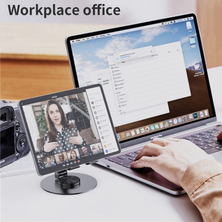YY-027 360 Degree Rotation Foldable Desktop Phone Tablet Holder(Black) - Desktop Holder by buy2fix | Online Shopping UK | buy2fix
