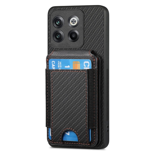 For OnePlus 12 5G Carbon Fiber Vertical Flip Wallet Stand Phone Case(Black) by buy2fix