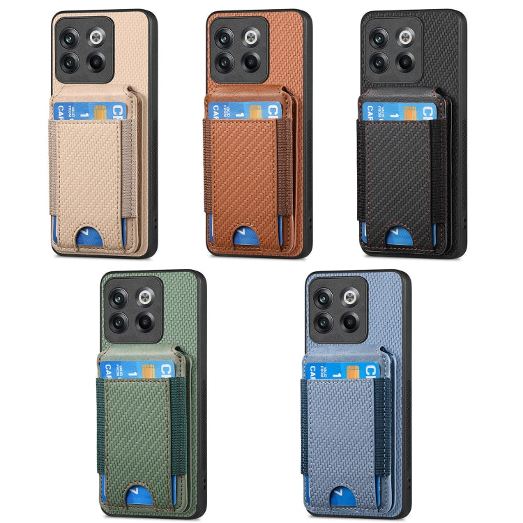 For OnePlus 12 5G Carbon Fiber Vertical Flip Wallet Stand Phone Case(Brown) by buy2fix