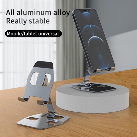 YY-018 Foldable Aluminum Alloy Desktop Phone Tablet Holder(Grey) - Desktop Holder by buy2fix | Online Shopping UK | buy2fix