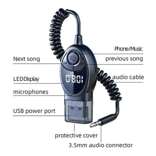 W8 With Telescopic Cable Car Audio Adapter Bluetooth Receiver FM Transmitter by buy2fix