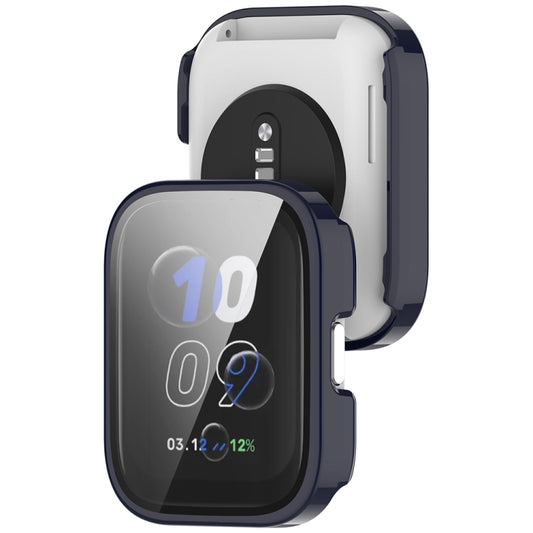 For Amazfit bip5 Unity PC + Tempered Glass Film Integrated Watch Protective Case(Ink Blue) by buy2fix