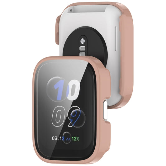 For Amazfit bip5 Unity PC + Tempered Glass Film Integrated Watch Protective Case(Sakura Pink) by buy2fix