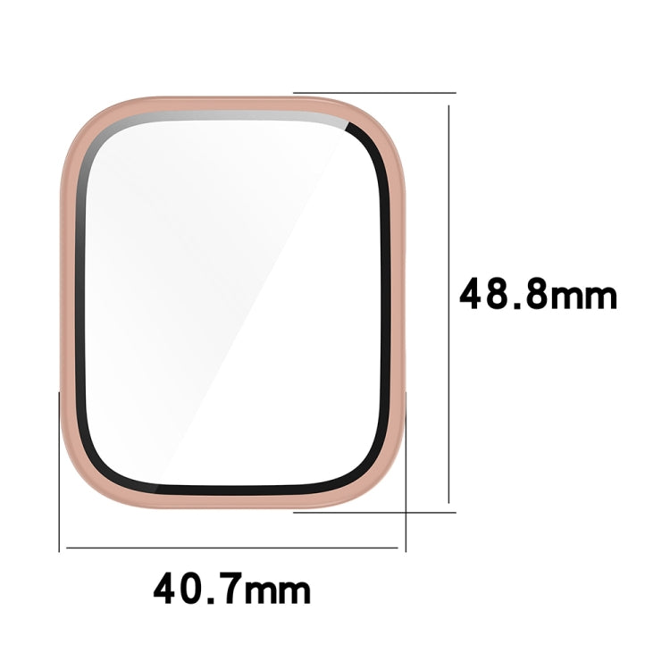 For Amazfit bip5 Unity PC + Tempered Glass Film Integrated Watch Protective Case(Sakura Pink) by buy2fix