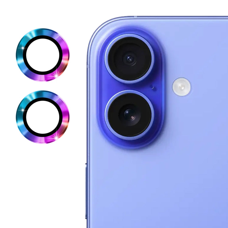 For iPhone 16 / 16 Plus ENKAY 9H Rear Lens Aluminium Alloy Tempered Glass Film(Colorful) - iPhone 16 Plus Tempered Glass by ENKAY | Online Shopping UK | buy2fix