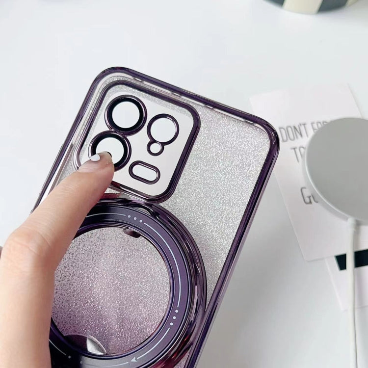 For Xiaomi 13 Rotation MagSafe Holder Gradient Glitter TPU Phone Case(Pink) by buy2fix