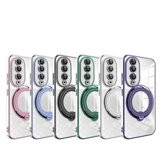 For Honor 90 Pro Rotation MagSafe Holder TPU Phone Case(Pink) by buy2fix