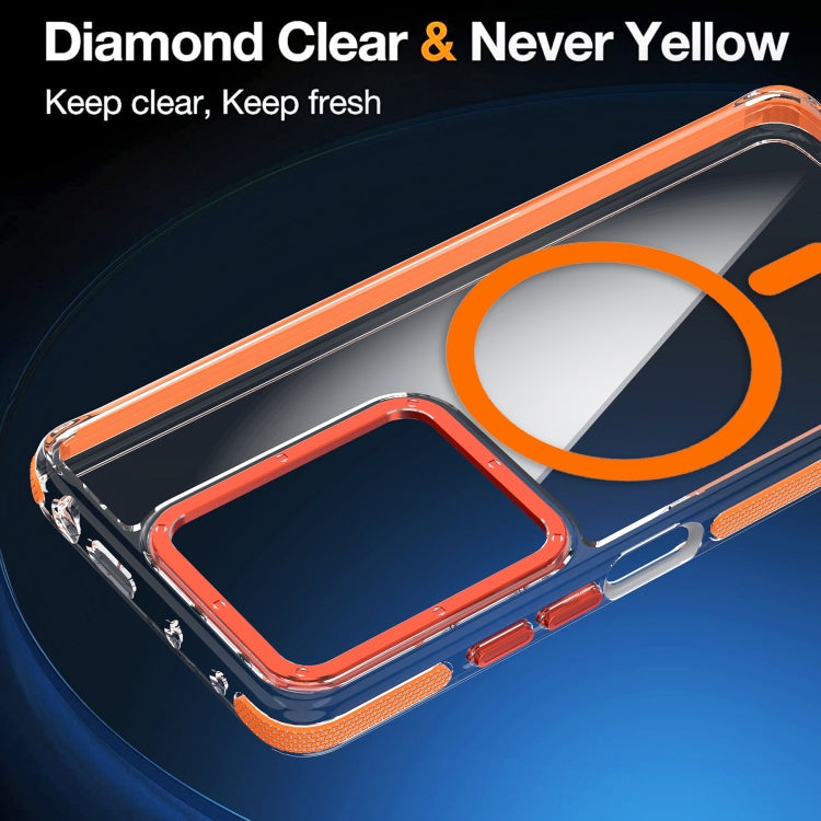 For Xiaomi Redmi Note 13 Pro 4G Magsafe Two-color TPU Transparent PC Shockproof Phone Case(Orange) by buy2fix