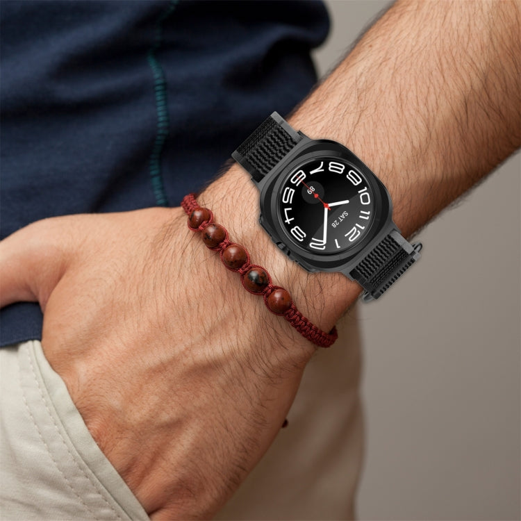 For Samsung Galaxy Watch Ultra 47mm Hook and Loop Fastener Loop Nylon Watch Band(Dark Green) by buy2fix