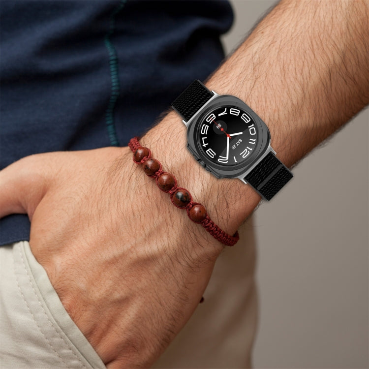 For Samsung Galaxy Watch Ultra 47mm Loop Nylon Hook and Loop Fastener Watch Band(Black) by buy2fix