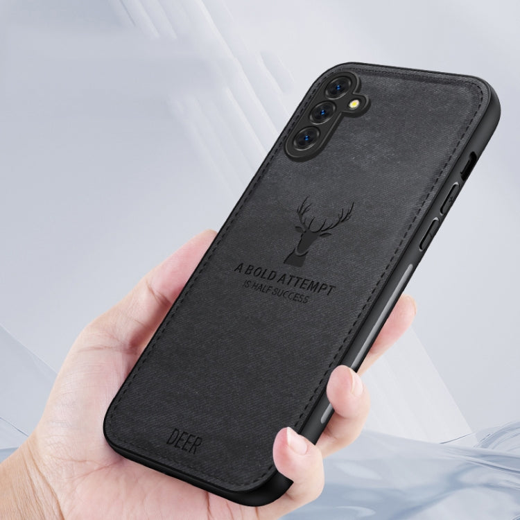 For Samsung Galaxy S25 5G Deer Head Cloth Skin All-inclusive Phone Case(Black) by buy2fix