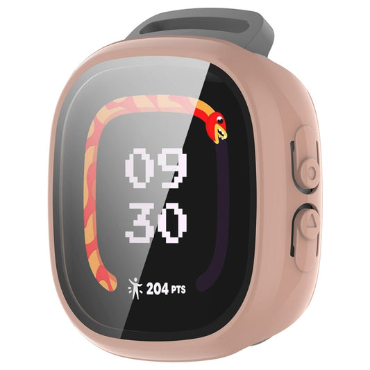 For Fitbit Ace LTE PC + Tempered Glass Film Integrated Watch Protective Case(Sakura Pink) by buy2fix