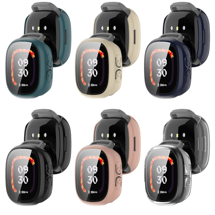 For Fitbit Ace LTE PC + Tempered Glass Film Integrated Watch Protective Case(Ivory White) by buy2fix