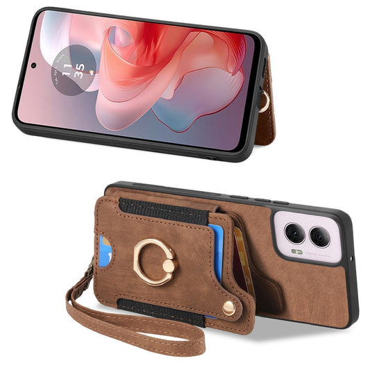 For Motorola G Power 5G 2024 Retro Skin-feel Ring Multi-card RFID Wallet Phone Case(Brown) by buy2fix