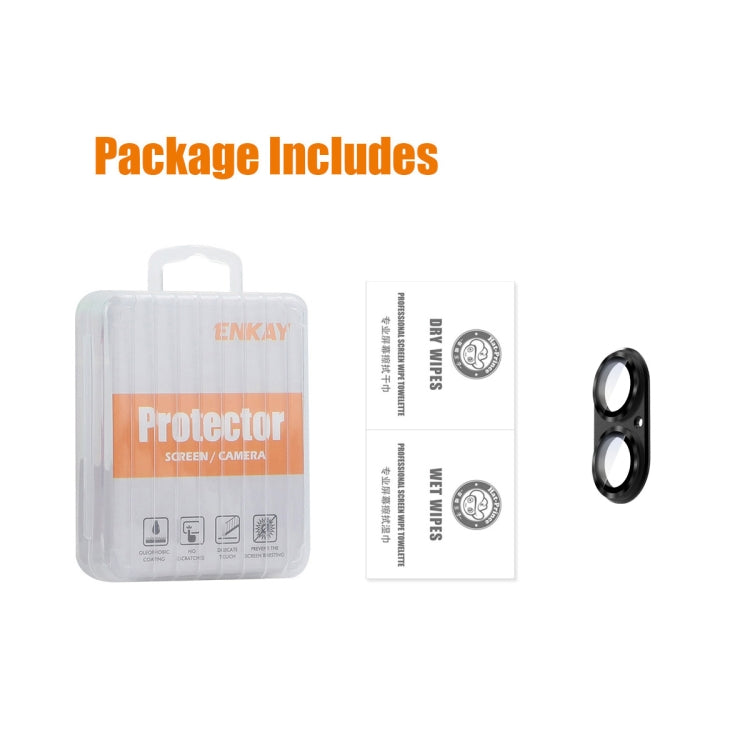 For iPhone 16 / 16 Plus ENKAY Anti-reflection Camera Lens Aluminium Alloy Tempered Glass Film(Black) by ENKAY