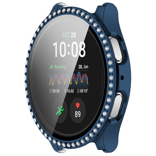 For Samsung Galaxy Watch 7 40mm Single Row Diamond PC + Tempered Film Integrated Watch Protective Case(Midnight Blue) by buy2fix
