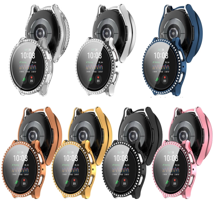 For Samsung Galaxy Watch 7 40mm Single Row Diamond PC + Tempered Film Integrated Watch Protective Case(Black) by buy2fix