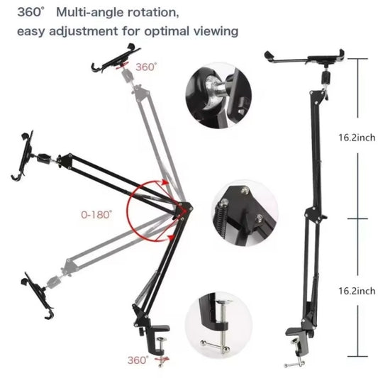 XWJ005 Adjustable Desk Clamp Bracket 360 Degrees Rotatable Tablet Phone Holder - Lazy Bracket by buy2fix | Online Shopping UK | buy2fix