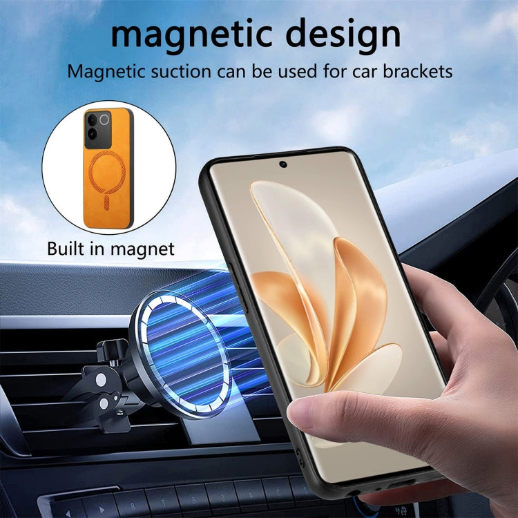 For vivo X100 5G Retro Magsafe Magnetic PU Back Cover Phone Case(Brown) by buy2fix