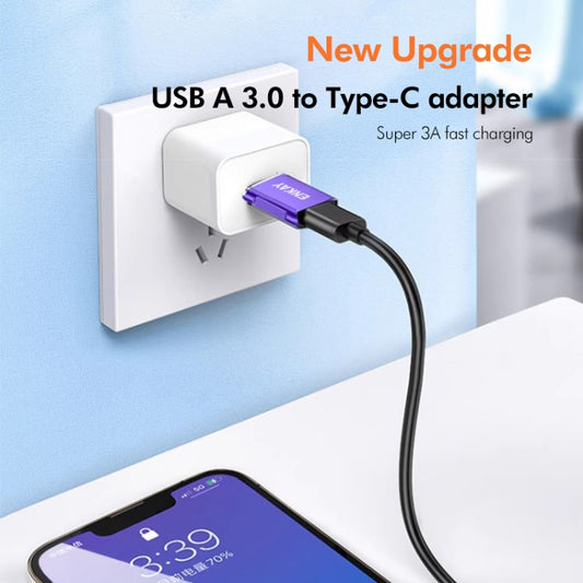 ENKAY ENK-AT119 Aluminium Alloy Male USB 3.0 to Female Type-C Data Adapter Converter Support Fast Charging(Green) by ENKAY