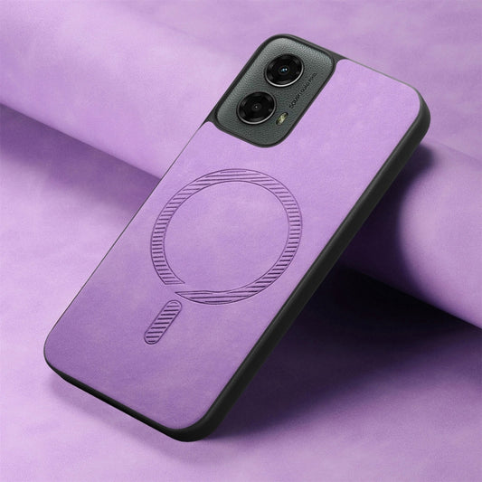 For Motorola Moto G 5G 2024 Retro Magsafe Magnetic PU Back Cover Phone Case(Purple) by buy2fix