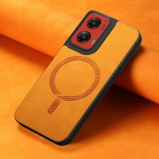 For Motorola Moto G Stylus 5G 2024 Retro Magsafe Magnetic PU Back Cover Phone Case(Yellow) by buy2fix