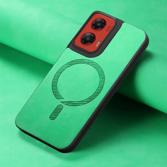 For Motorola Moto G Stylus 5G 2024 Retro Magsafe Magnetic PU Back Cover Phone Case(Green) by buy2fix