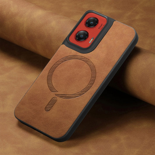 For Motorola Moto G Stylus 5G 2024 Retro Magsafe Magnetic PU Back Cover Phone Case(Brown) by buy2fix
