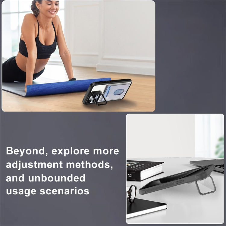 For iPhone 16 Card Bag Holder Acrylic Hybrid TPU Phone Case(Purple) by buy2fix