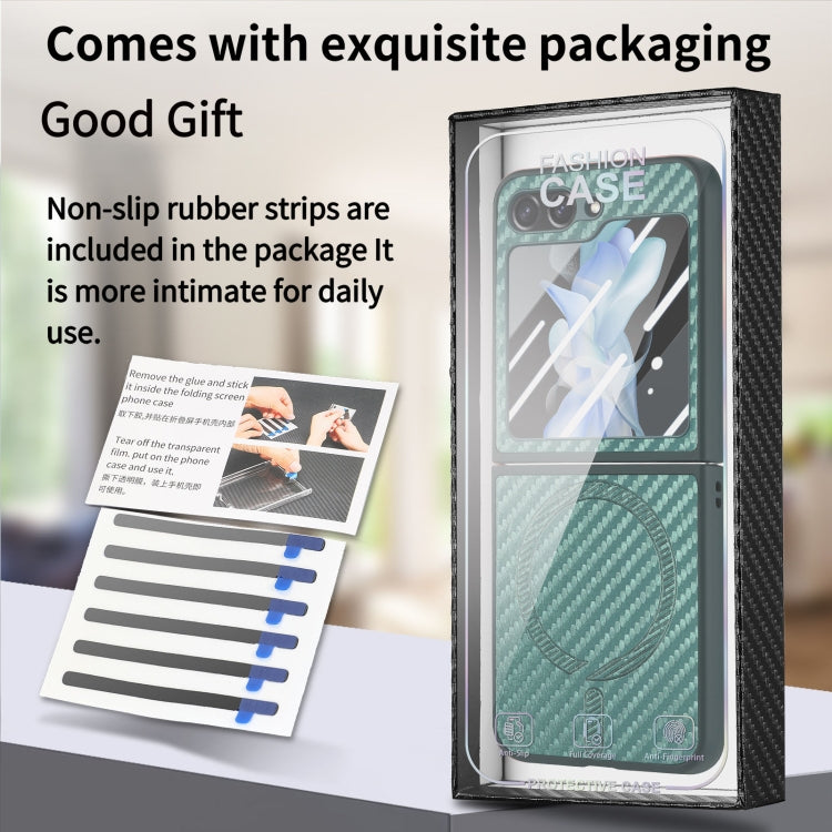 For Samsung Galaxy Z Flip7 FE / Flip6 Carbon Fiber Magsafe Phone Case(Green) by buy2fix