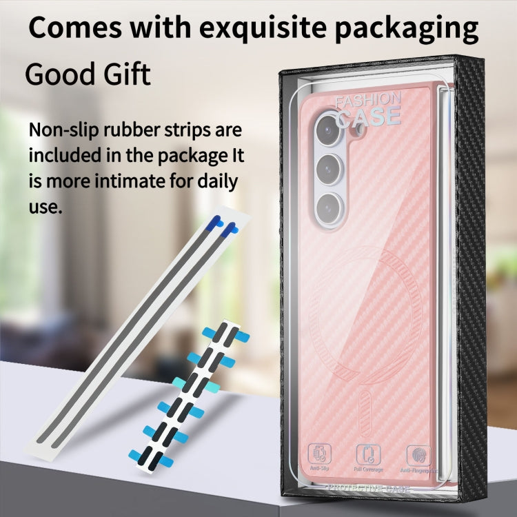 For Samsung Galaxy Z Fold6 Carbon Fiber Magsafe Phone Case(Pink) by buy2fix