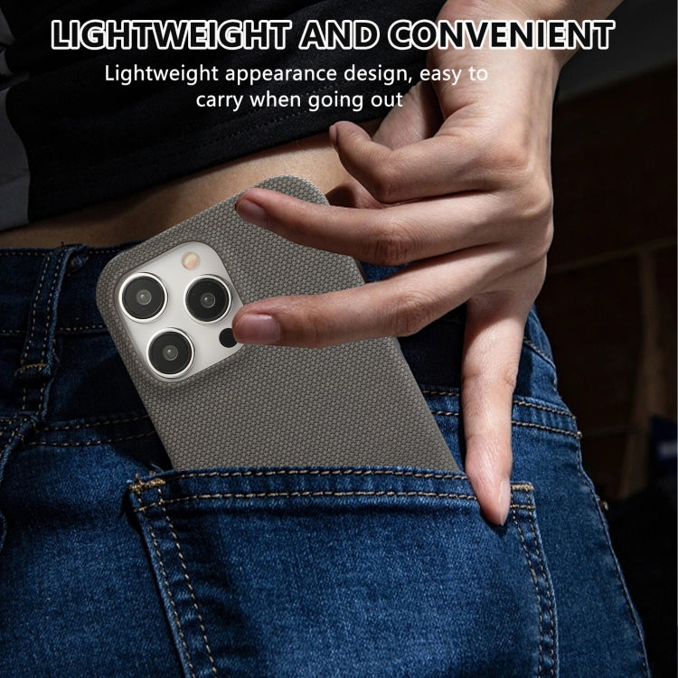 For iPhone 16 Pro Max Stitching Cloth PU Shockproof Phone Case(Grey) by buy2fix