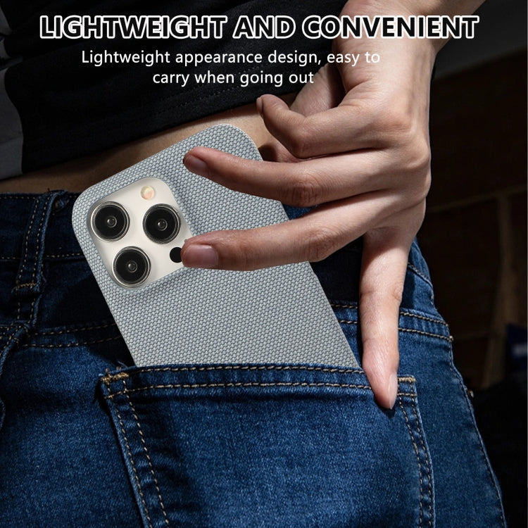 For iPhone 16 Pro Stitching Cloth PU Shockproof Phone Case(Blue) by buy2fix