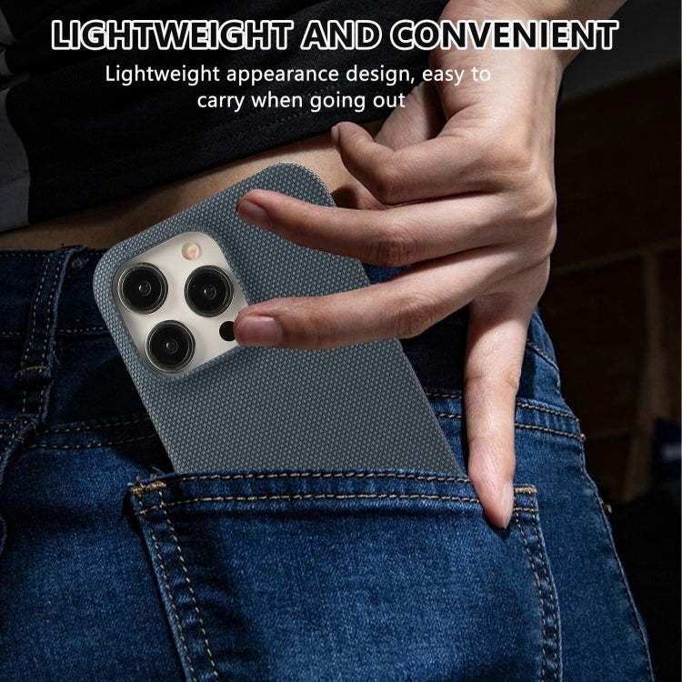 For iPhone 16 Pro Stitching Cloth PU Shockproof Phone Case(Dark Blue) by buy2fix
