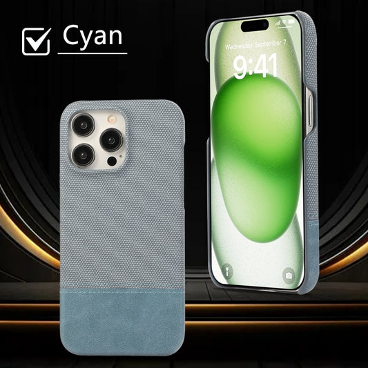 For iPhone 16 Plus Stitching Cloth PU Shockproof Phone Case(Blue) by buy2fix