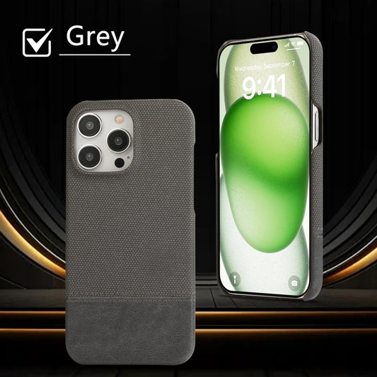 For iPhone 16 Plus Stitching Cloth PU Shockproof Phone Case(Grey) by buy2fix