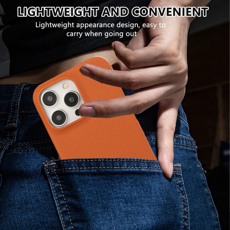 For iPhone 16 Stitching Cloth PU Shockproof Phone Case(Brown) by buy2fix