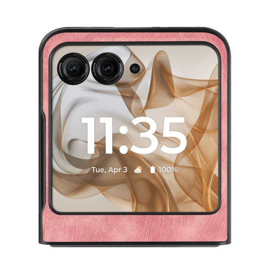 For Motorola Razr 50 Vintage Leather PC Back Cover Phone Case(Pink) by buy2fix
