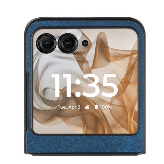 For Motorola Razr 50 Ultra Vintage Leather PC Back Cover Phone Case(Blue) by buy2fix