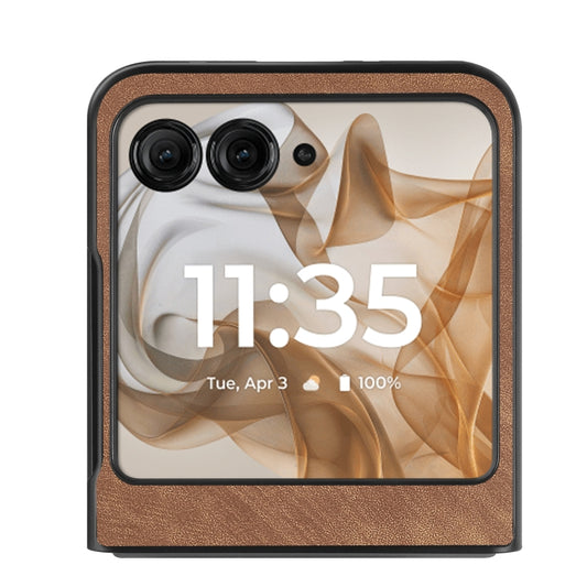 For Motorola Razr 50 Ultra Vintage Leather PC Back Cover Phone Case(Brown) by buy2fix