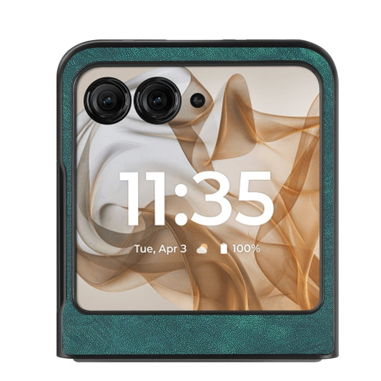 For Motorola Razr 50 Ultra Vintage Leather PC Back Cover Phone Case(Green) by buy2fix