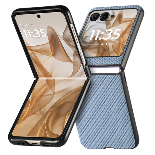 For Motorola Razr 50 Carbon Fiber Texture Leather Back Phone Case(Blue) by buy2fix
