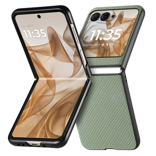 For Motorola Razr 50 Carbon Fiber Texture Leather Back Phone Case(Green) by buy2fix