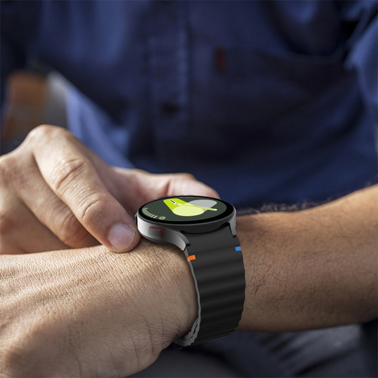 For Samsung Galaxy Watch 4 Classic 42 / 46mm Wave Pattern Stitched Silicone Watch Band(Army Green) - Watch Bands by buy2fix | Online Shopping UK | buy2fix